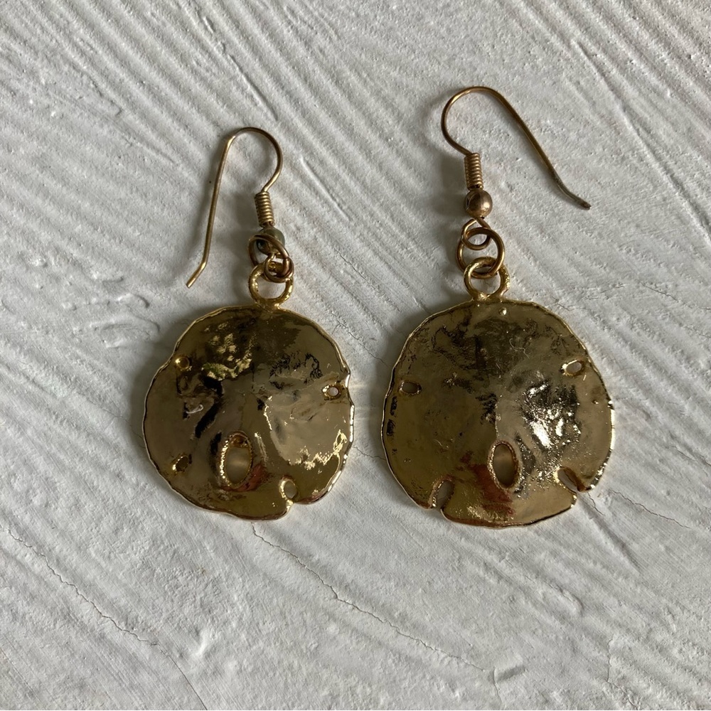 Gold Plated Sand Dollar French Hook Earrings